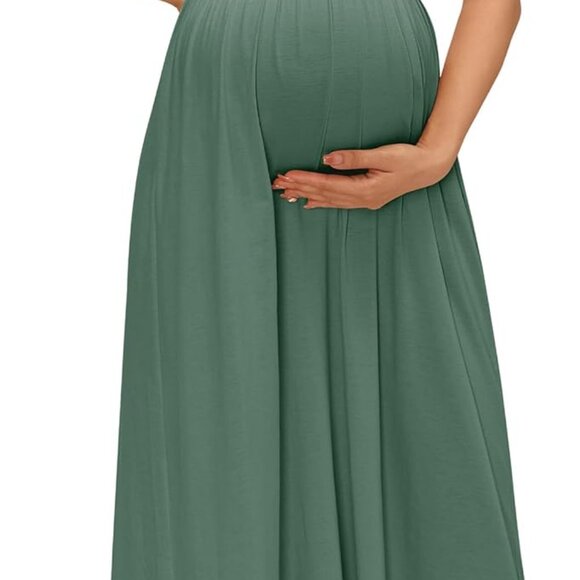 thumbnail image 2 of BBHoping Maternity Tank Dress – Sleeveless, Scoop Neck, 100% Cotton, A-Line Fit For Baby Showers & Pregnancy 2 of 13